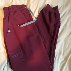 Figs Technical Collection Maroon Scrub Pants